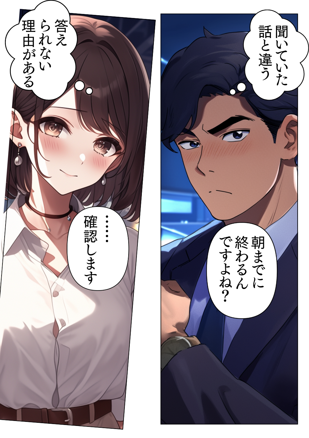 工期が読めず、管理側と業者側の間に不安と苛立ちが生じる場面